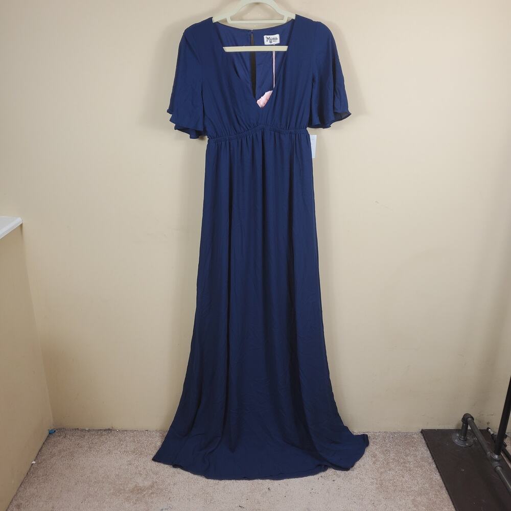 Show Me Your Mumu Emily Empire Maxi Dress in Rich Navy Crisp Women's Size S